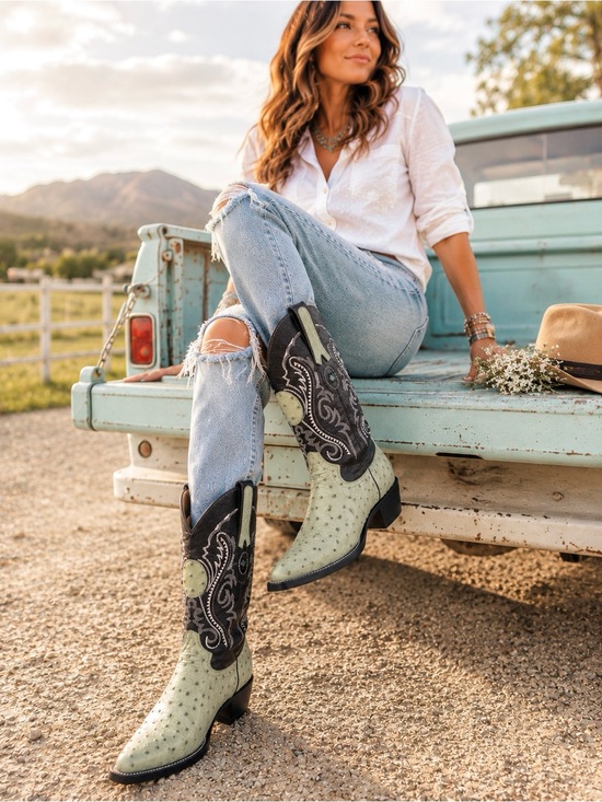 Cuadra Shoes - Cuadra NWT Genuine Ostrich Leather Western Cowboy Boots Women’s 7 Green